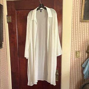 Eileen Fisher Cream Textured silk duster